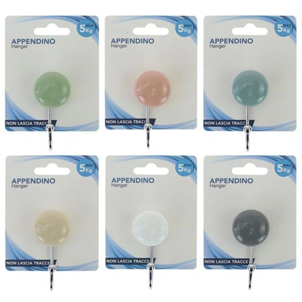 Trade Shop - Gancio Appendino Adesivo Appendiabiti Da Parete Casa Cucina Bagno Tondo Colorato 10804 -