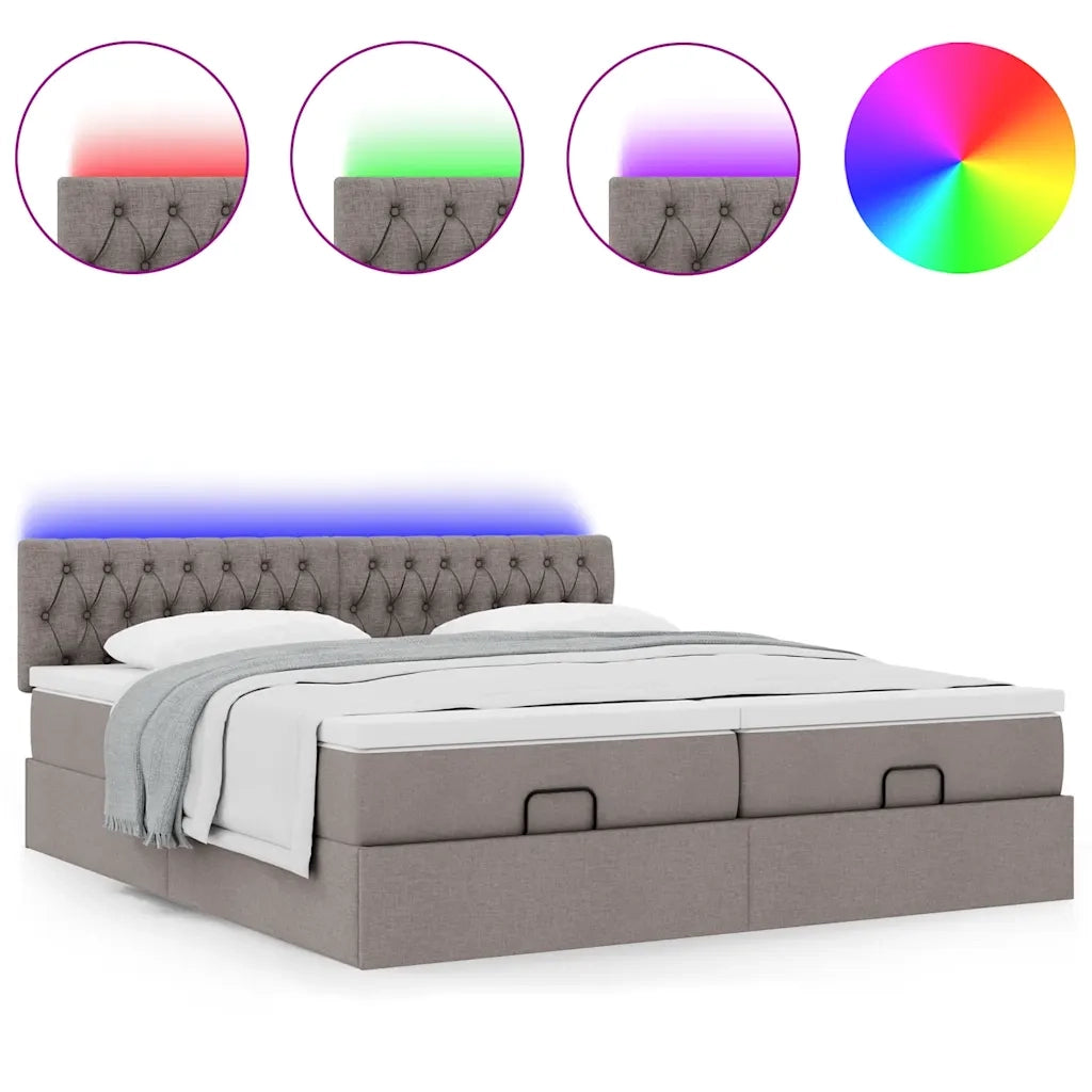 Struttura Letto Pouf con Materassi Tortora 180x200cm in Tessuto 3312868