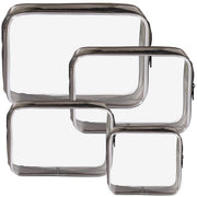 Set di 4 toilettas trasparenti, borse cosmetiche impermeabili, valigetta aerea, borse per il trucco, borse cosmetiche TSA autorizzate, borse trasparenti in PVC per uomo e donna (nero)