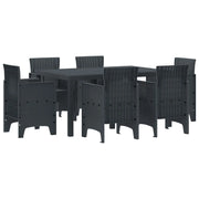 Set da Pranzo per Giardino 7 pcs Antracite Rattan Polt