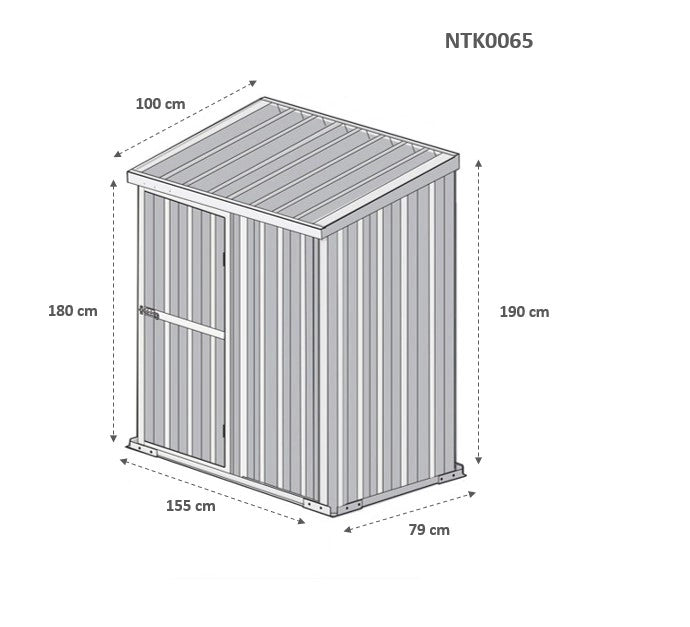 Box per esterno casetta da giardino in lamiera di acciaio 155x100cm x h 192cm - 50kg - 1,55mq - VERDE
