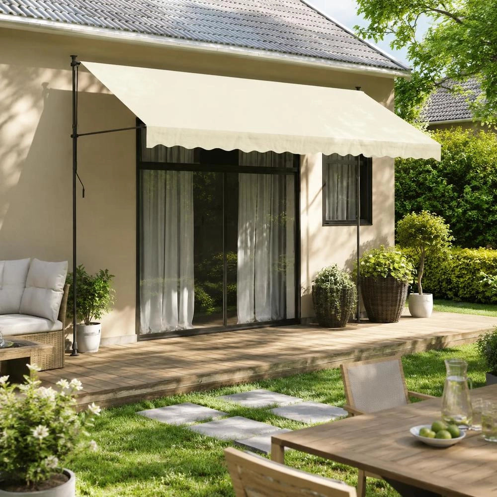 Retractable Awning, Cream, 400x150 Cm, Fabric And Steel