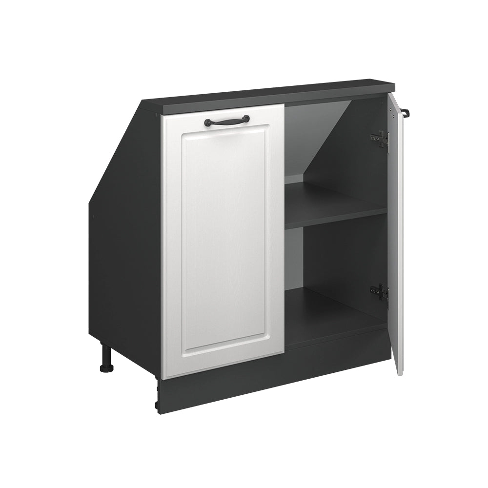 Mobile sottotetto Rion Bianco rustico/Antracite con 2 porte Vicco