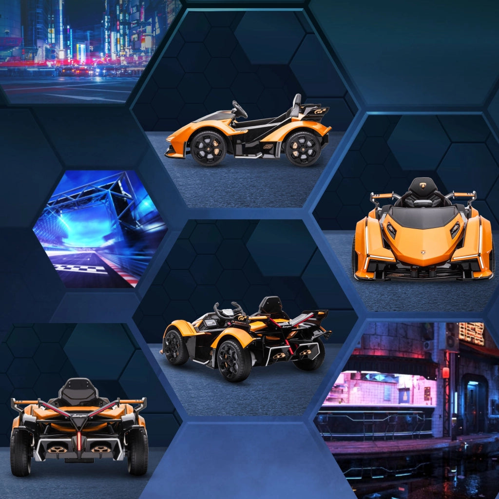 Macchina Elettrica per Bambini 12V con Licenza Lamborghini V12 Vision Gran Turismo Arancione