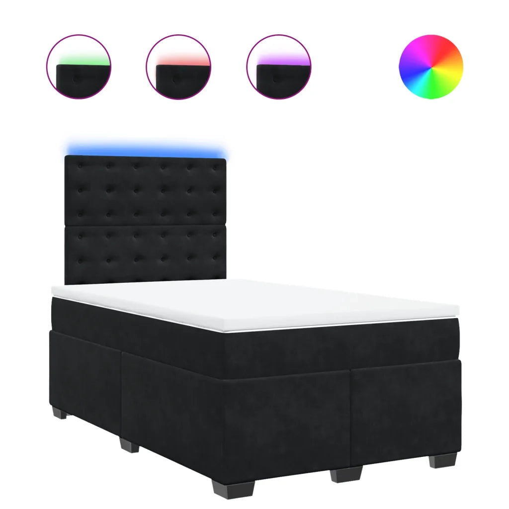 vidaXL Giroletto a Molle con Materasso Nero 120x200 cm in Velluto
