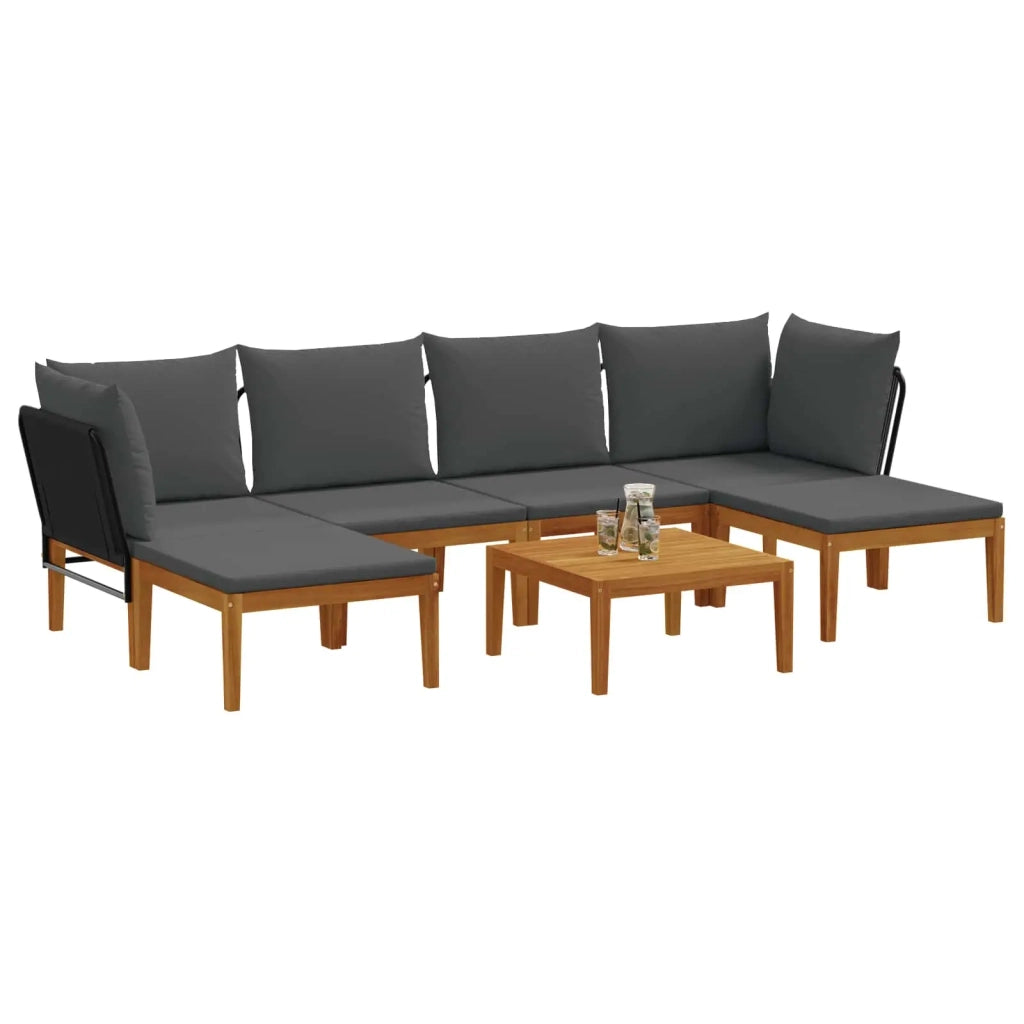 7 pcs Legno massiccio di acacia e corda Naturale 3407755
