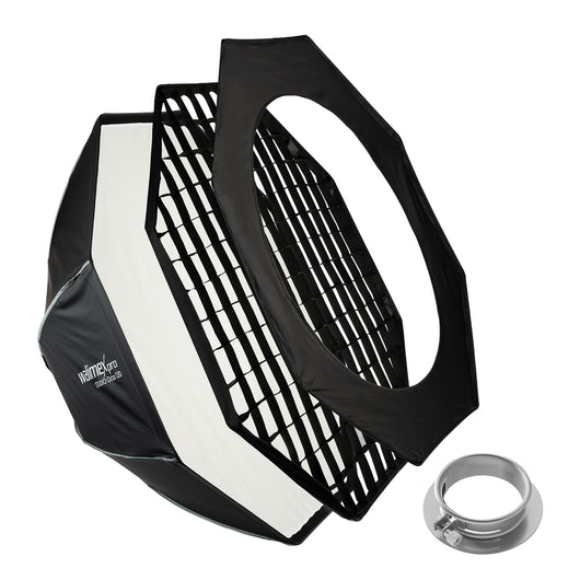 Studio Softbox Octagon 120cm + adattatore softbox per Profoto (diametro esterno: 15,2 cm), ruotabile a 360°, facile da configurare, include griglia, maschera