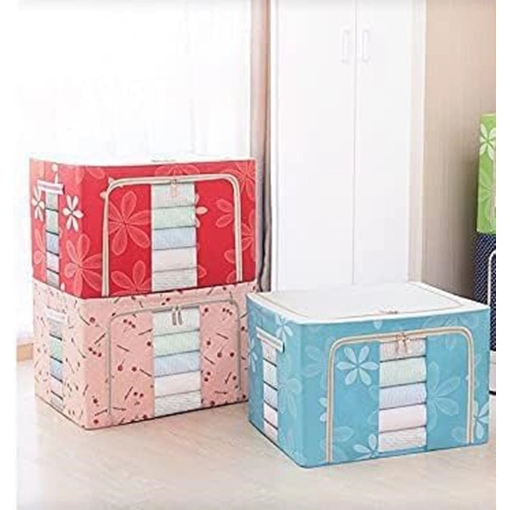 Trade Shop - Borsa Portaoggetti Multifunzionale Pieghevole Tessuto Con Finestra Manici 100lt 60x42x40cm -