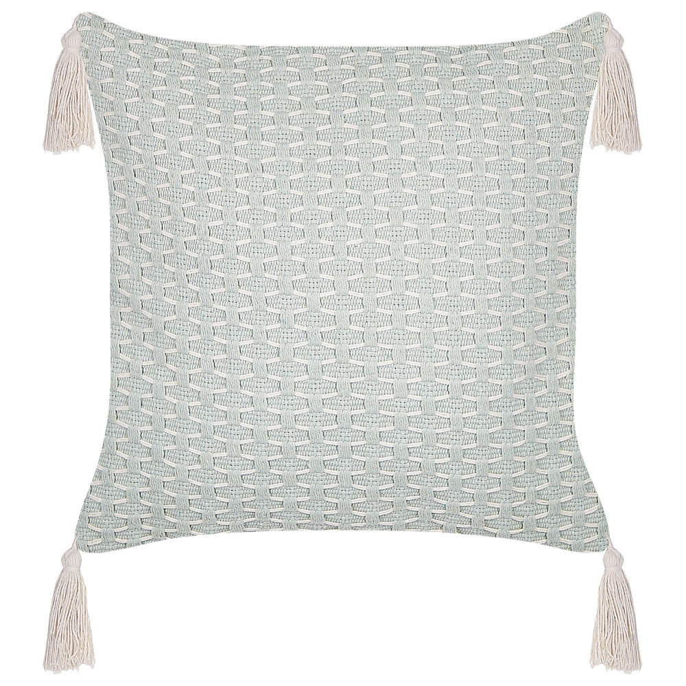 Set di 2 cuscini in poliestere verde menta 42 x 42 cm con  nappe imbottitura soggiorno camera da letto