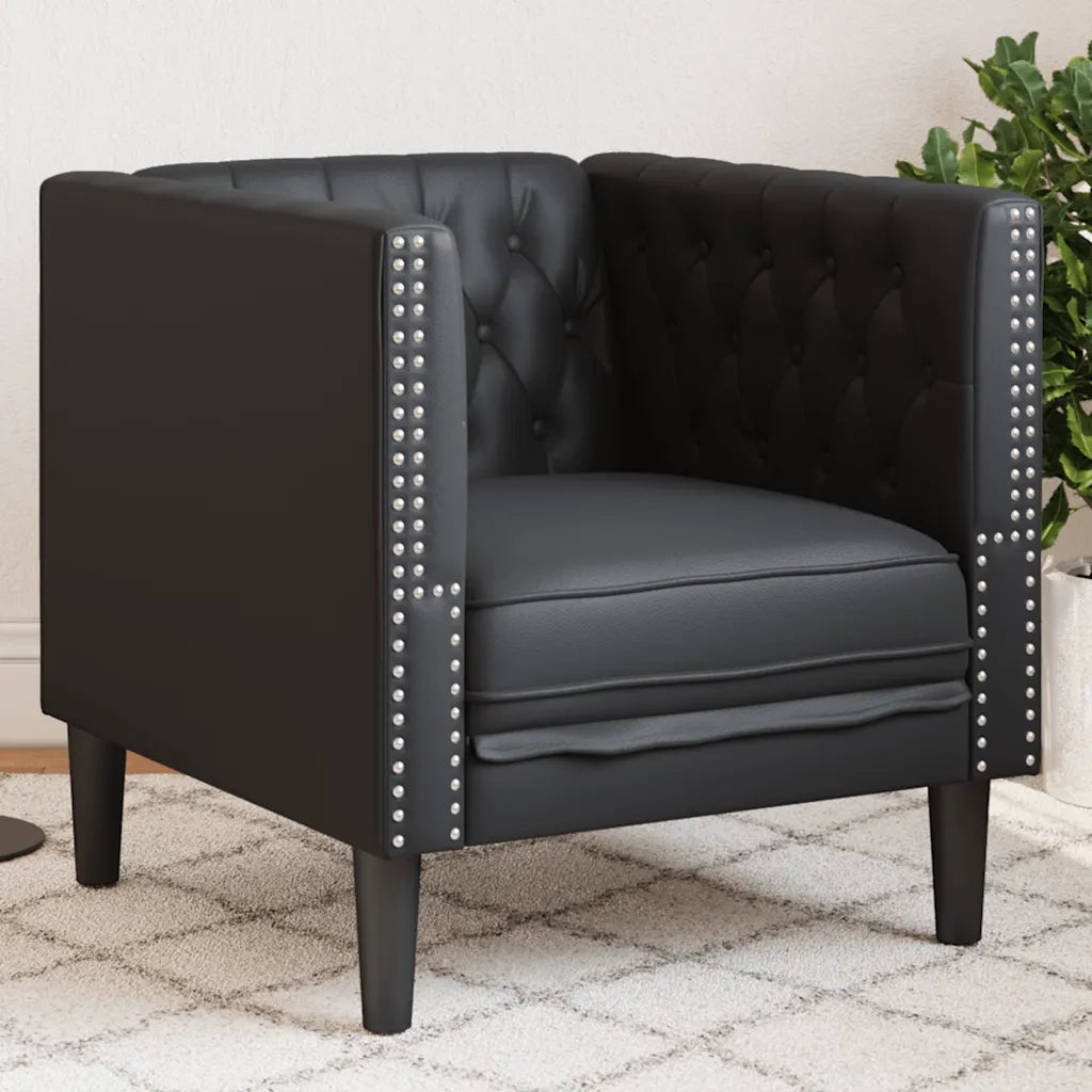 Divano Sedia-Poltrona Chesterfield Nera in Similpelle
