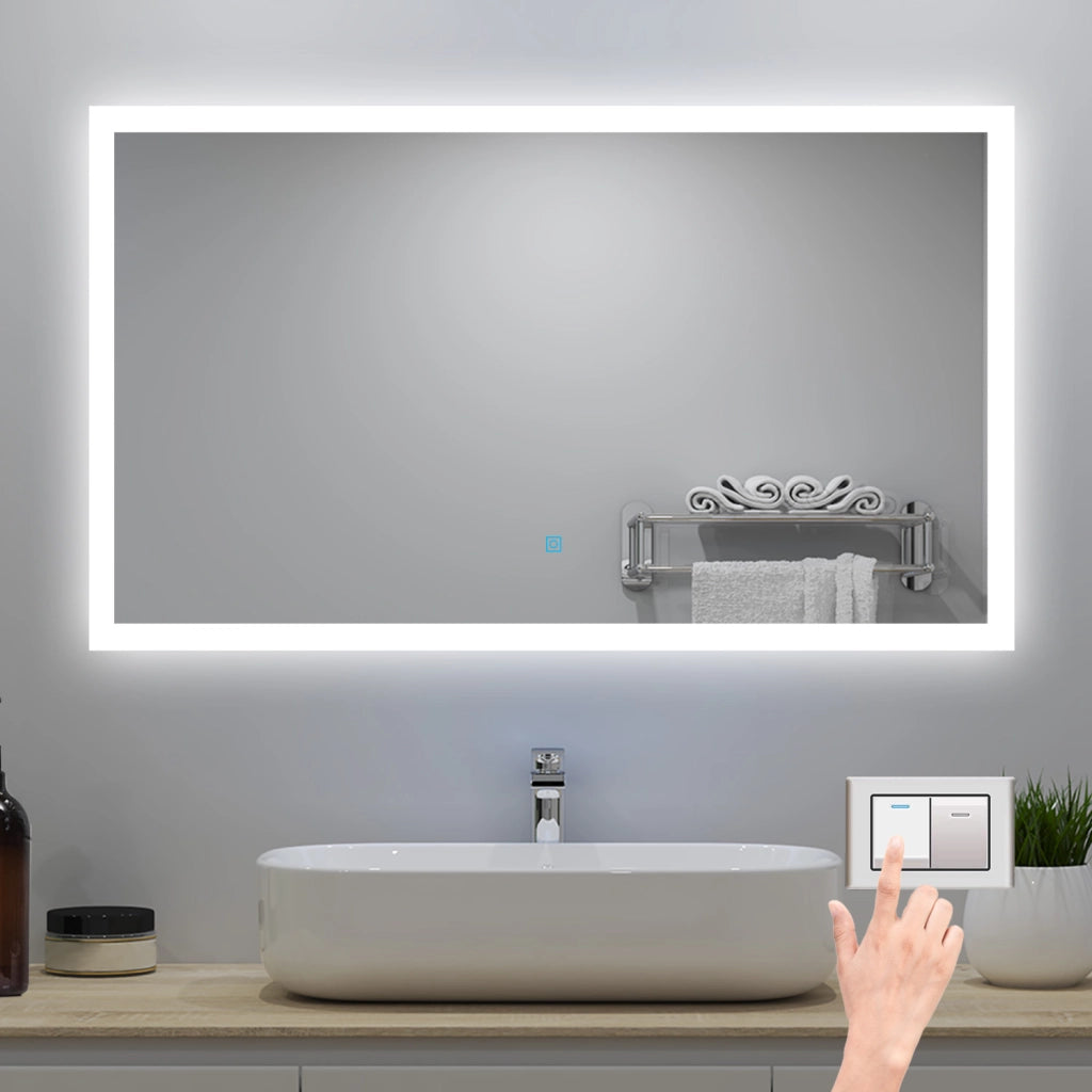 Aica LED Specchio da bagno 120×70 cm + luminosità regolabile a 3 colori + antiappannamento