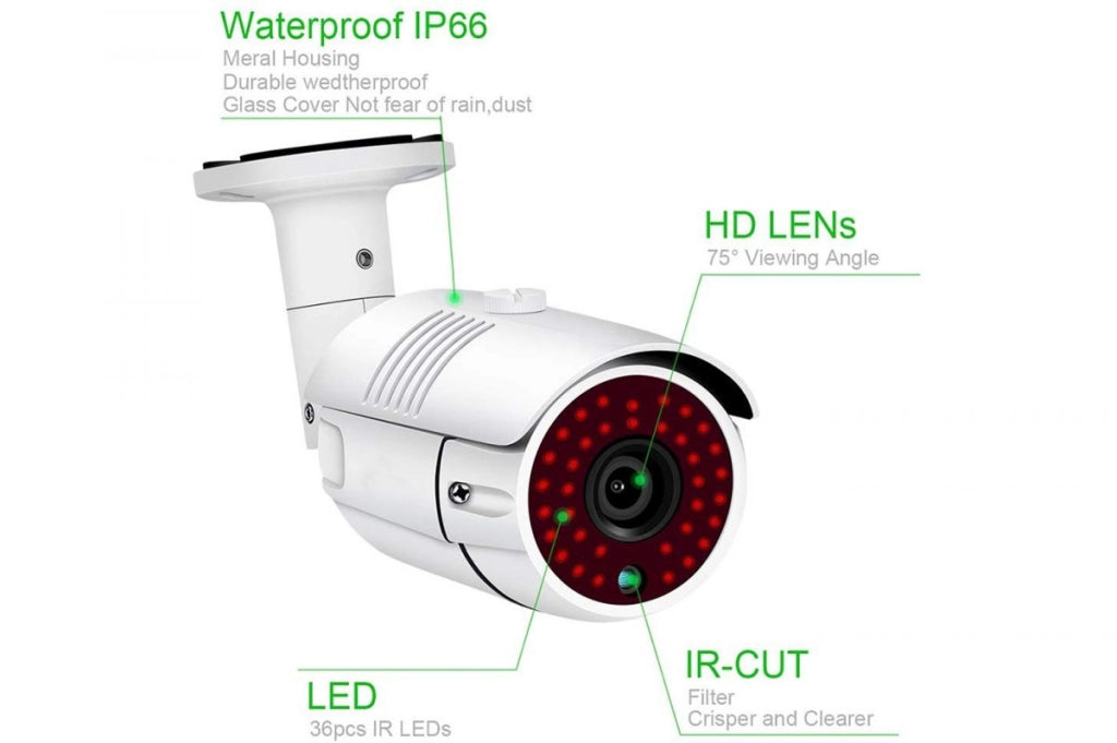 TELECAMERA IP POE BULLET 3MPX JORTAN ONVIF EHTERNET LAN RJ45 INFRAROSSI 1080P 3.6mm