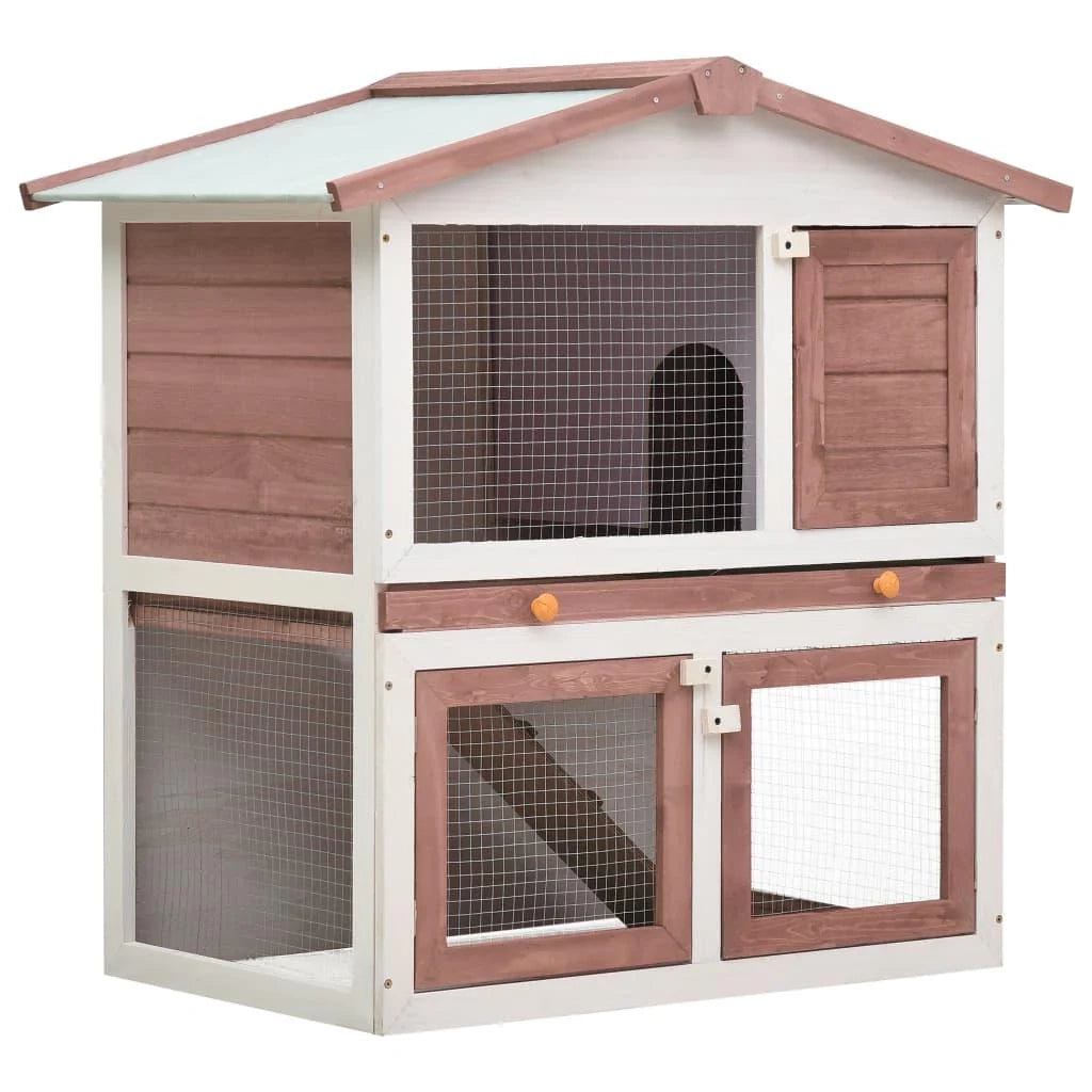 Gabbia/conigliera da esterno con 3 porte 94 x 60 x 98 cm legno marrone 02_0000590