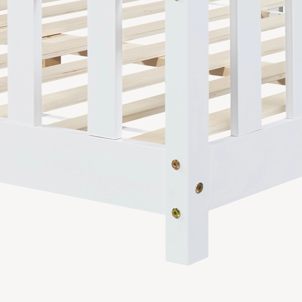 Letto per Cameretta Treviolo a Forma di Casetta in Stile Montessori 80x160 cm Bianco [en.casa]