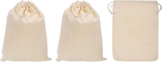 Borse per il trasporto del denaro con cordoncino e borse per le valute - Beige - 20x15 cm - per depositi bancari e borse di regalo