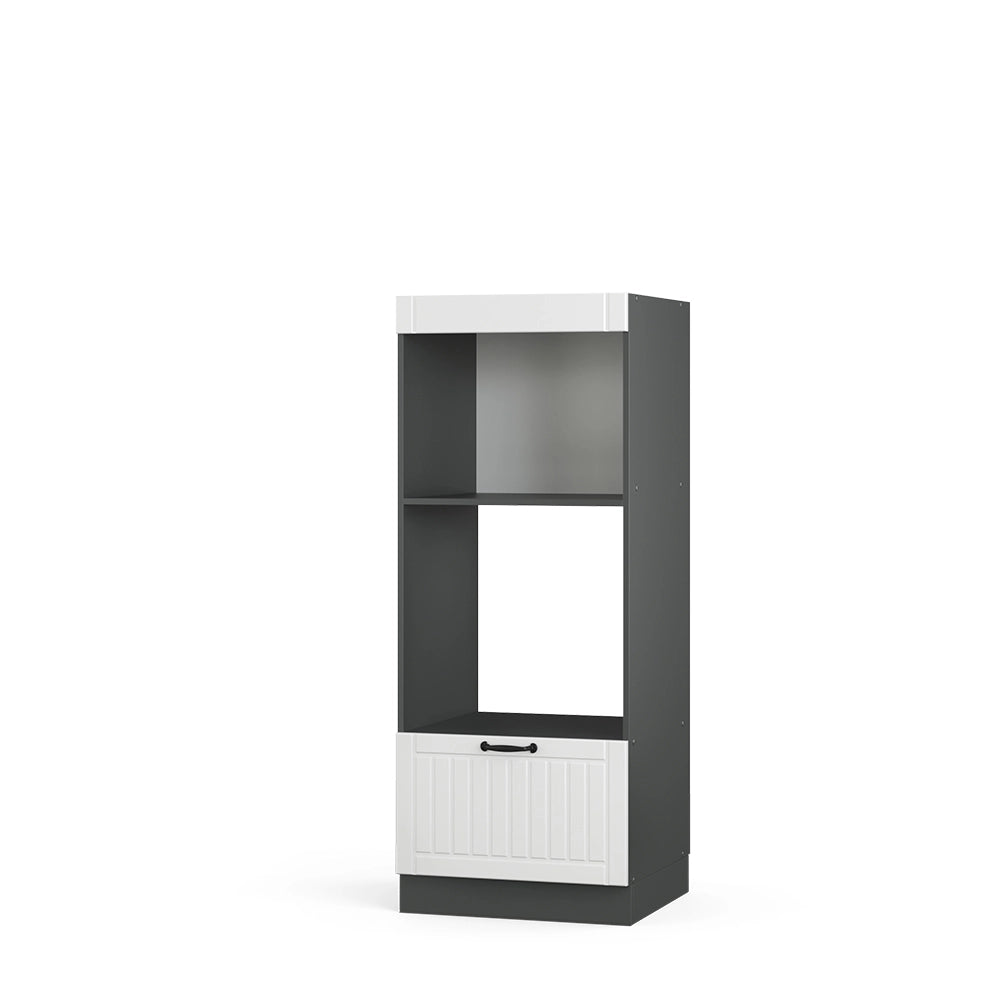 Mobile cucina microonde Fame-Line Bianco rustico/Antracite 60 cm aperto Vicco