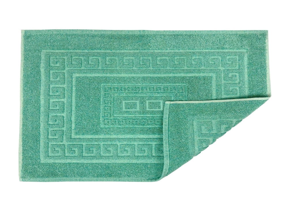 Tappeto Bagno Doccia Spugna Tinta Unita Torino Tappetino Super Assorbente In Cotone Pelo Corto Con Greca - 60x180 - Verde