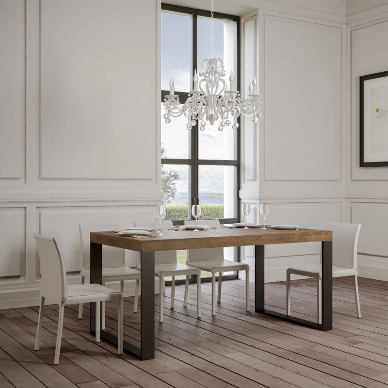 Tavolo allungabile 90x180/284 cm Tecno telaio Antracite - Noce