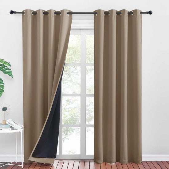 Veliature per Interni 100% Assoluta - Doppie Tende - Isolamento Termico - 2 Pezzi - 140x200cm - Tela di Poliester Zucchero