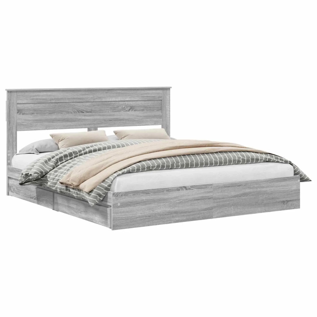 Letto con Contenitore con cassetto Grigio Sonoma 200 x 200 cm