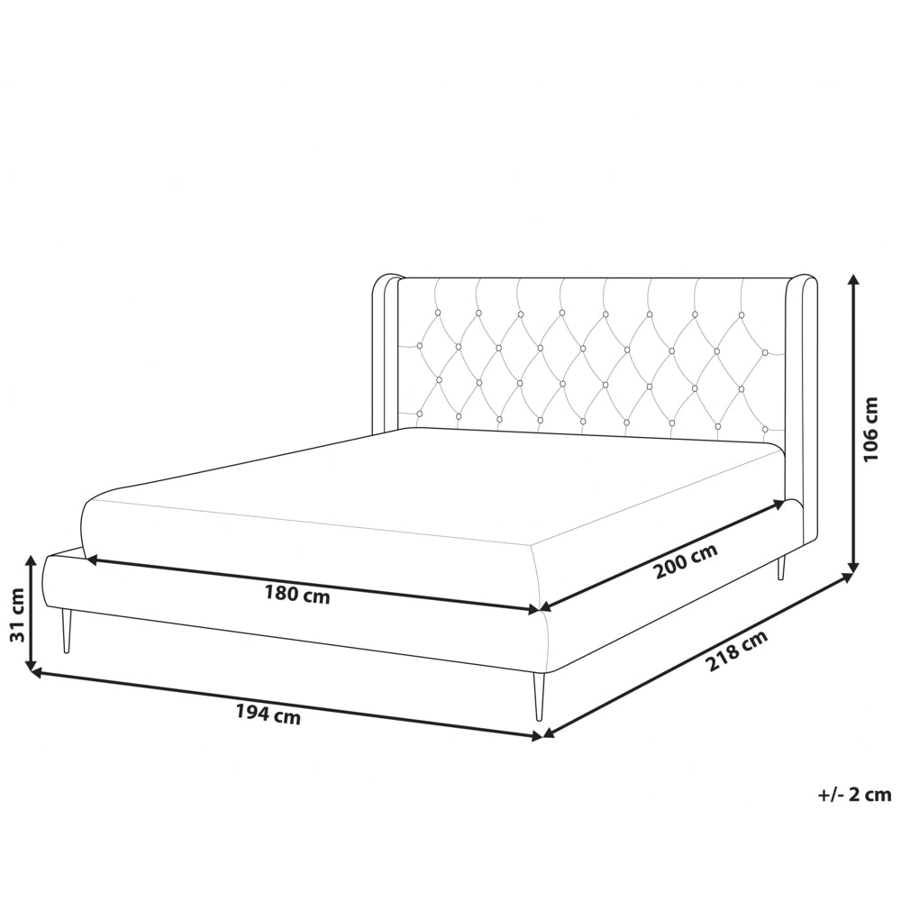 Letto matrimoniale in velluto grigio 180 x 200 cm design moderno