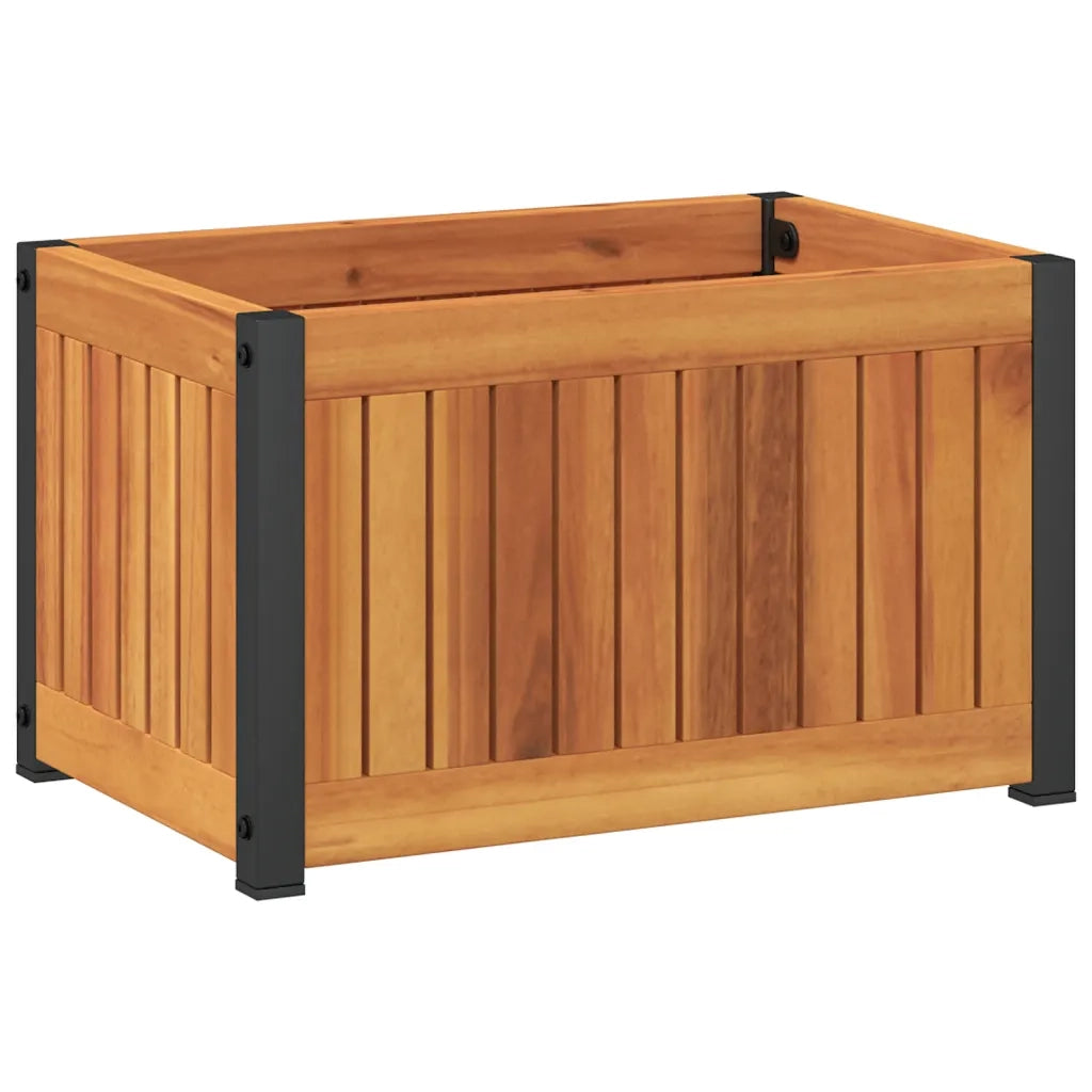 Fioriera da Giardino-Vaso da Esterno 45x30x27,5 cm in Legno Massello di Acacia