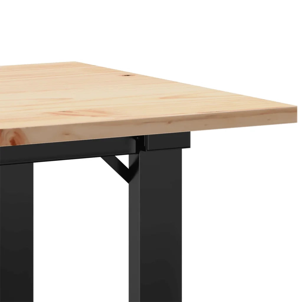 Tavolino da Salotto Telaio a O-Tavolino da soggiorno-Tavolo 80x50x40cm Legno Pino e Acciaio