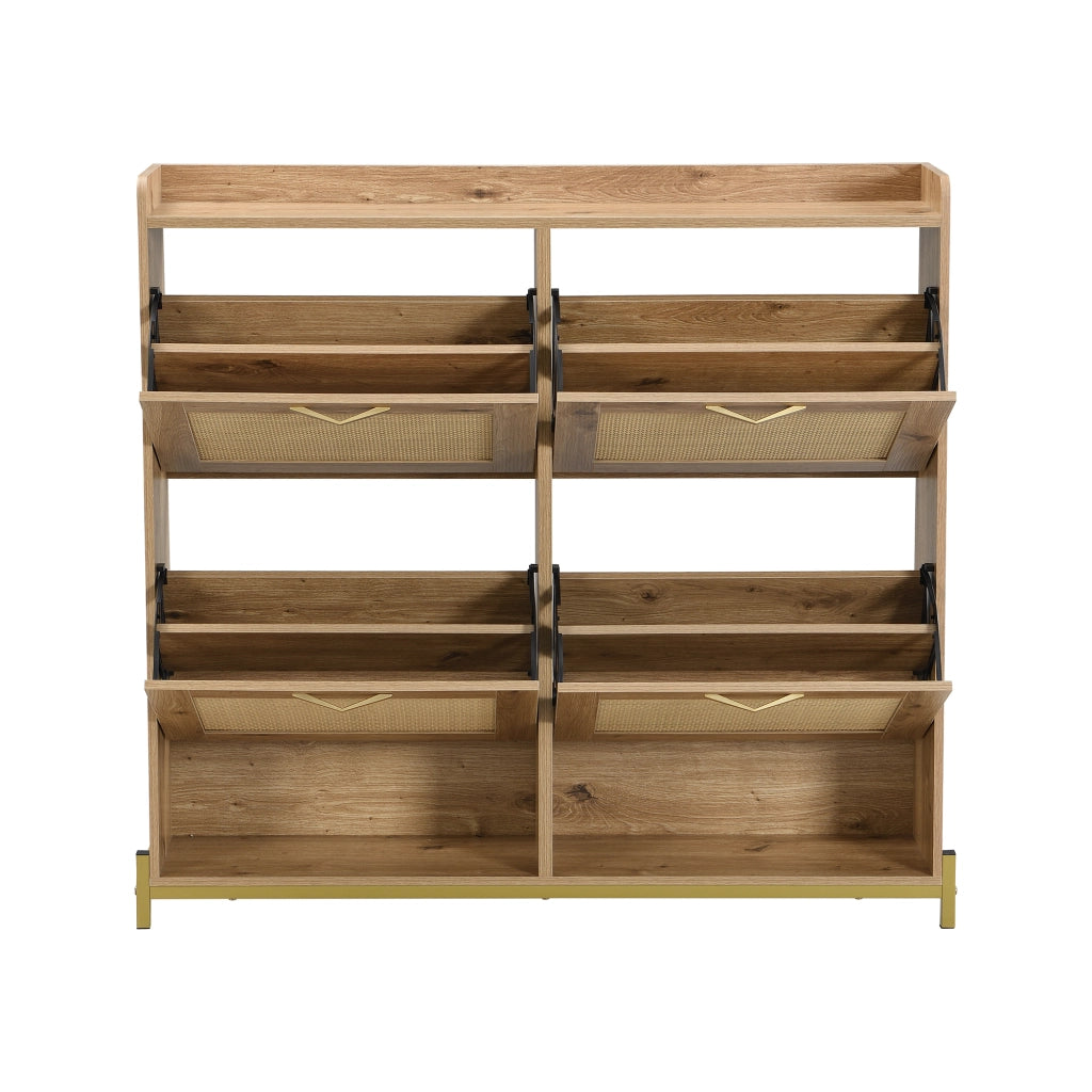 Scarpiera salvaspazio con 4 ante in MDF effetto legno e ripiano superiore per ingresso 108,5 × 24 × 100 cm