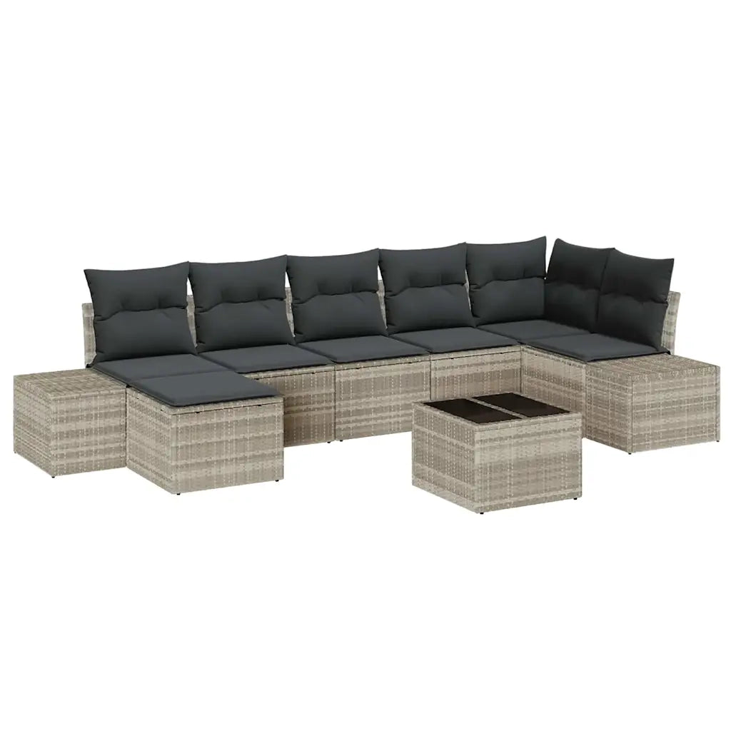Set Divano da Giardino 7 pcs Grigio chiaro polyrattan 3355831