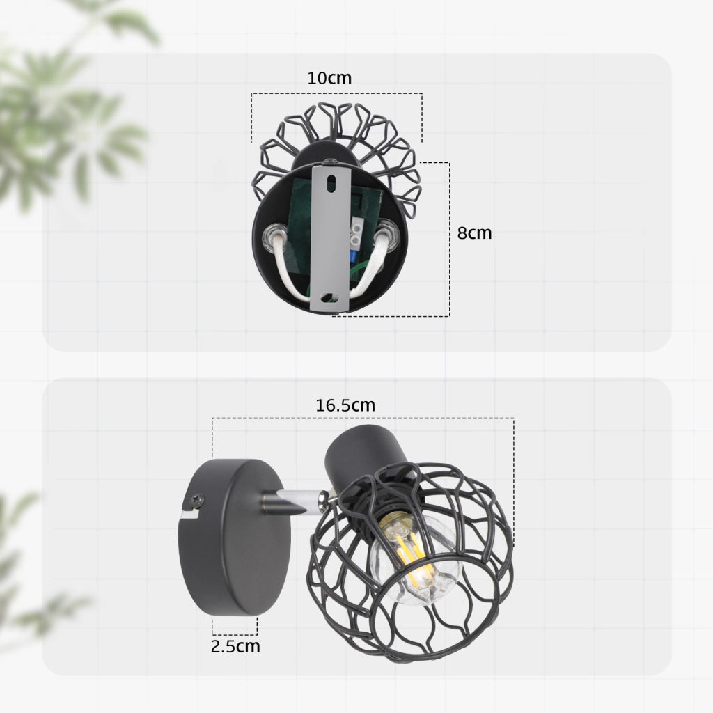 ZMH Faretto da soffitto 1 Luce Nero E14 Metall Orientabile 350¡ã per Corridoio Cucina Camera Senza Lampadina