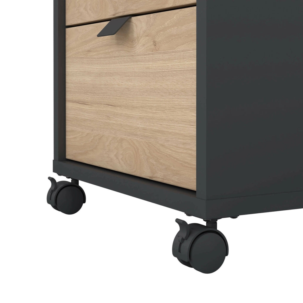 Cassettiera Agazzino, Settimino multiuso, Comò camera da letto, Mobile con cassetti, 48x41 h61 cm, Rovere e Grigio