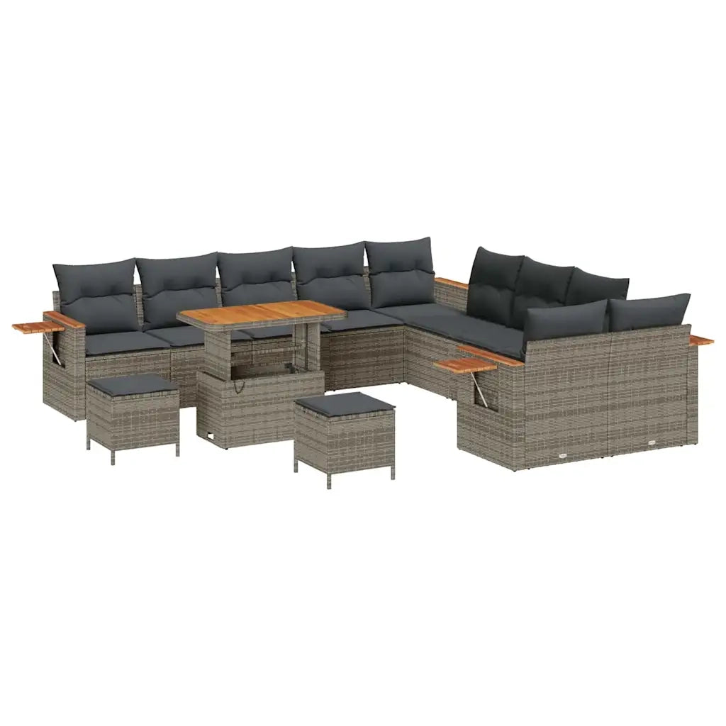 Set Divano da Giardino con cuscino 17 pcs Grigio polyrattan 3365188
