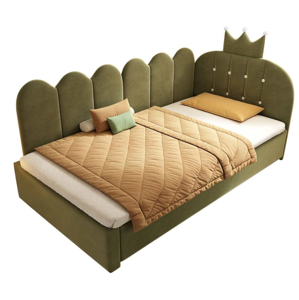 Letto daybed imbottito 90x200 cm con letto estraibile 90x190 cm verde