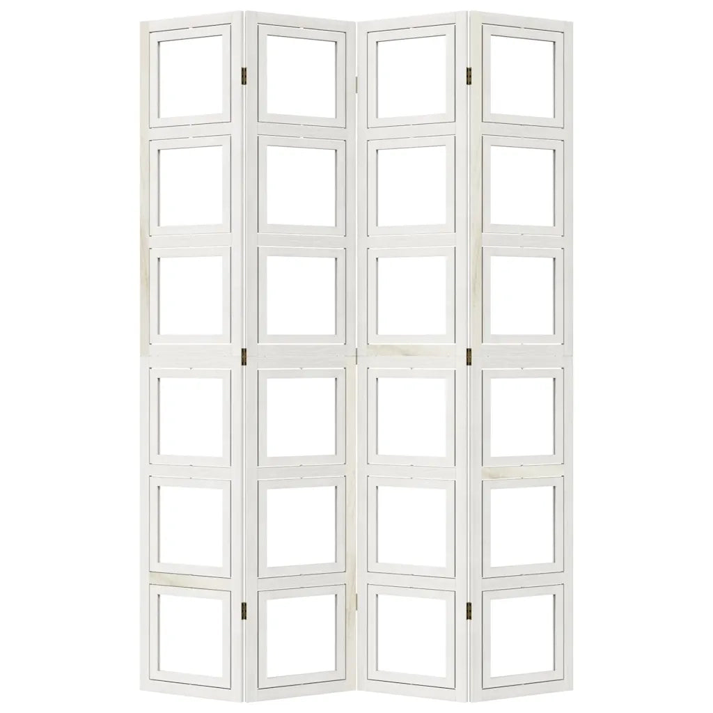 Divisorio Ambienti | Divider per stanze | Paravento 4Pannelli Bianco Legno Massello di Paulownia