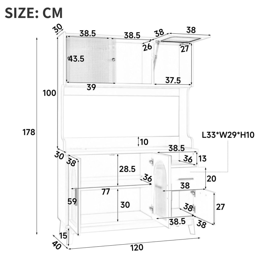 Credenza alta 120 x 40 x 178 cm con prese e USB, bianca