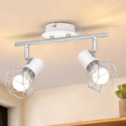ZMH Faretto da soffitto bianchi 2 luci E14 metallo industriale orientabili 350° per uffici corridoi