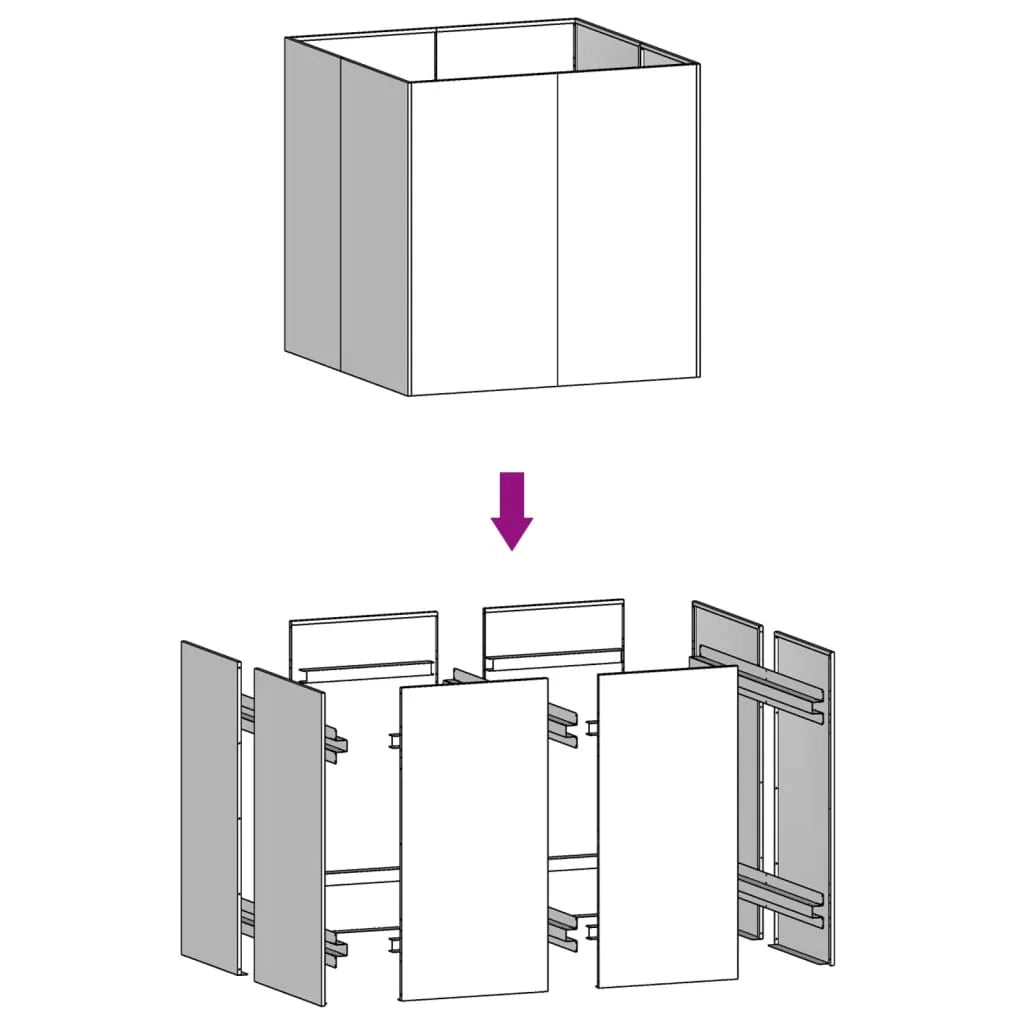 Fioriera aiuola rialzata vassoio piante fiori terrazzo giardino 80 x 80 x 80 cm acciaio corten marrone 02_0037930