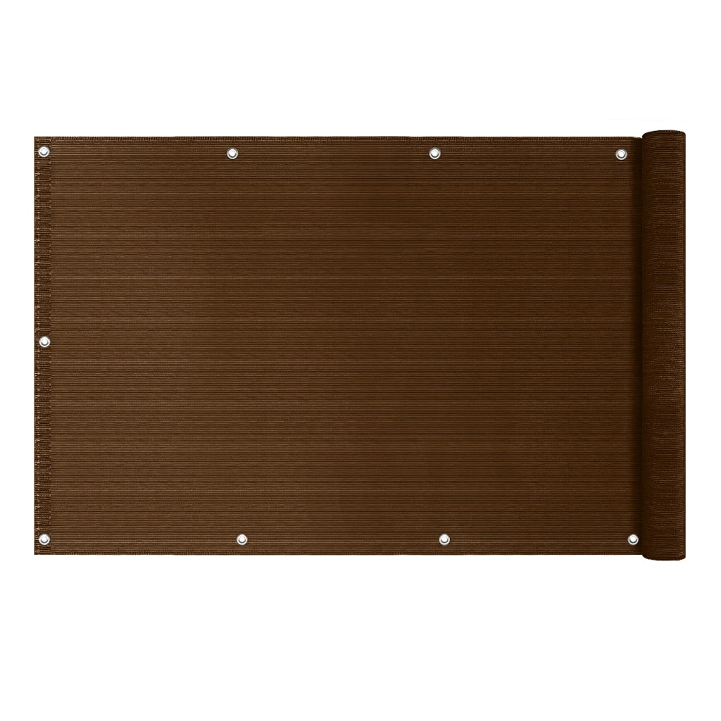 Telo Copribalcone Ombreggiante 90% con Occhielli 90x500 Cm per Privacy e Protezione Esterno Frangivista Marrone