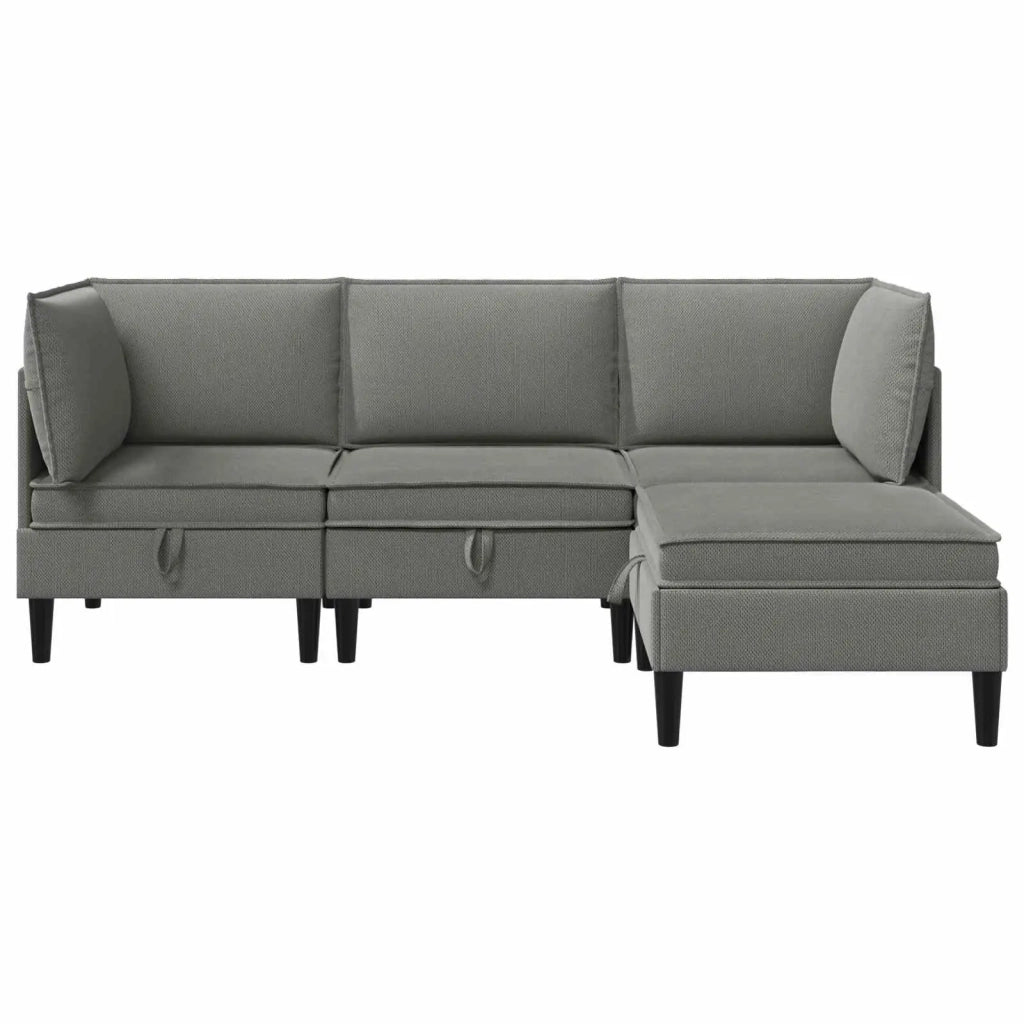 Set di mobili per il soggiorno 4 pcs Grigio scuro Tessuto
