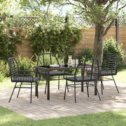 Set da Pranzo per Giardino 5 pcs Nero polyrattan 3380857