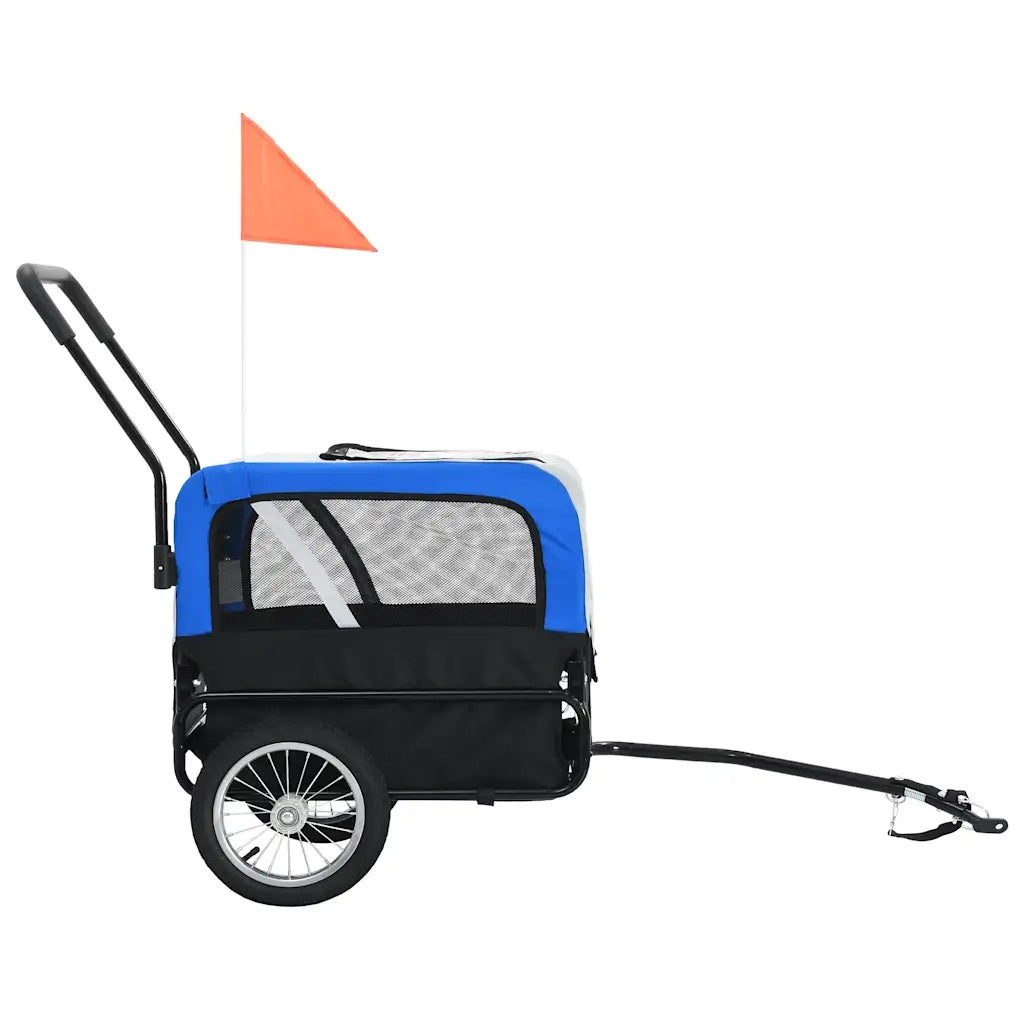 Rimorchio per Animali Domestici e Passeggino 2in1 Grigio e Blu 91763