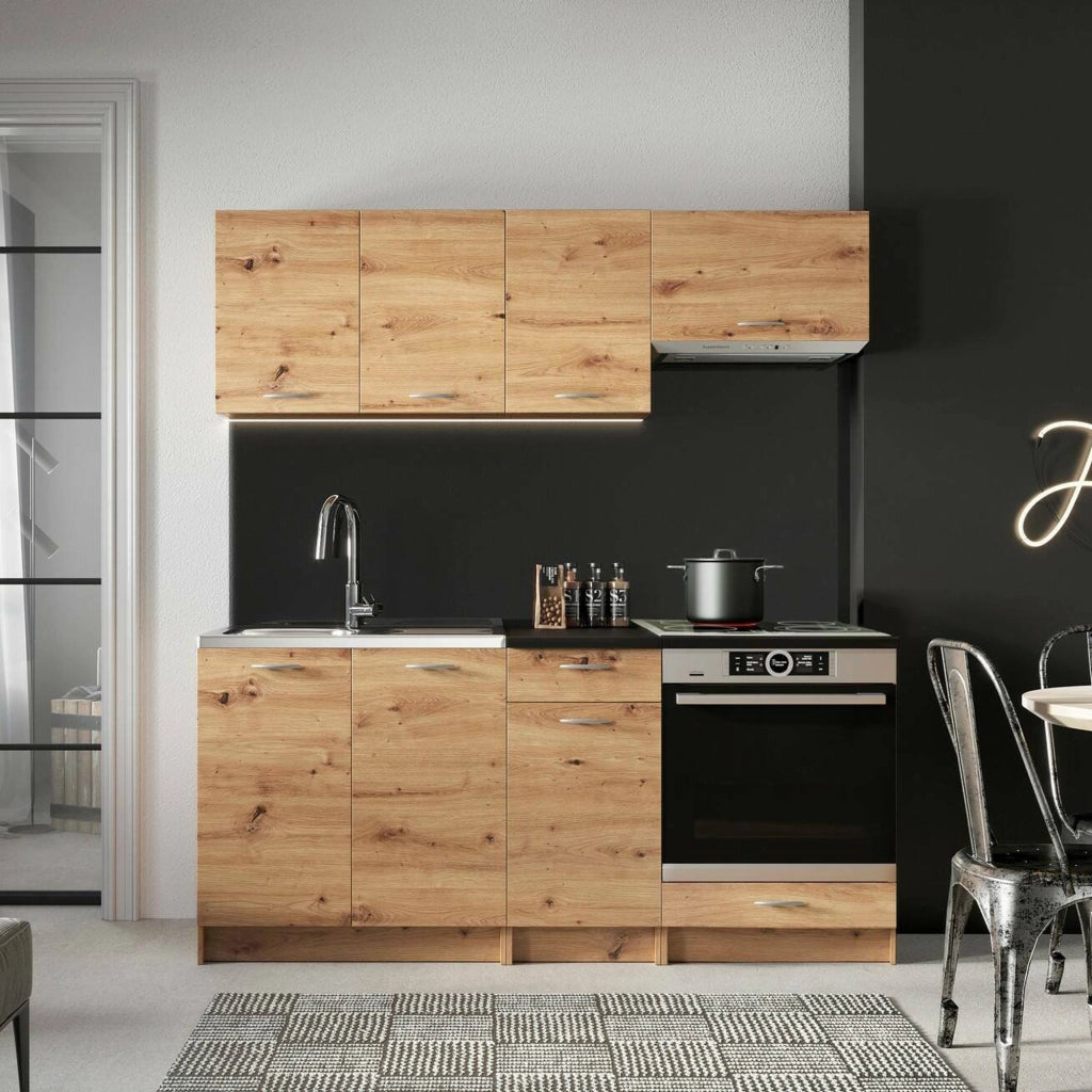 Cucinino Elettrodomestici non inclusi, Teano, Cucina Modulabile, Marrone Rovere Nodi