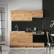 Cucinino Elettrodomestici non inclusi, Teano, Cucina Modulabile, Marrone Rovere Nodi
