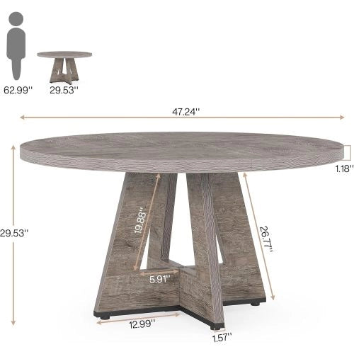 TAVOLO da pranzo rotondo 120 cm grigio in legno ingegnerizzato