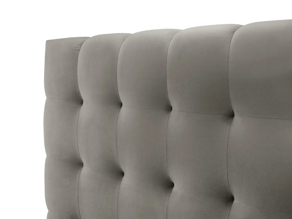 Cosmopolitan Design - Letto a cassettone con testiera doppia "Bali" 200x200cm in velluto grigio chiaro 