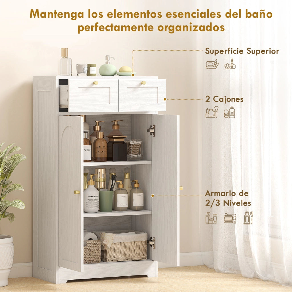 Mobile Bagno Stretto con 2 Cassetti e Anta ¨C Minimal ¨C Bianco 60x30x108 cm