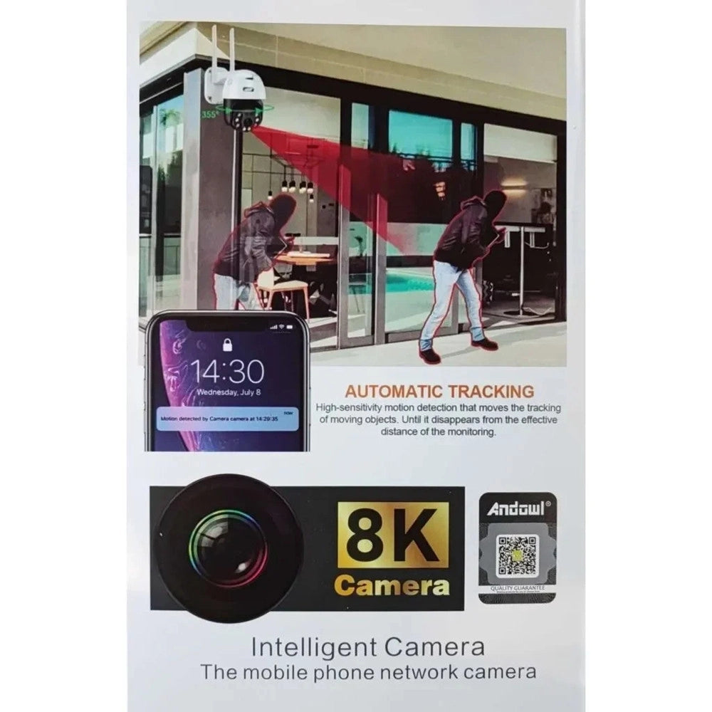 Trade Shop - Telecamera Ip Wi-fi Panoramica Di Sorveglianza 8k Wireless Impermeabile Q-s4 Max -