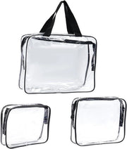 Borsa di Trucco Transparente PVC per Viaggi - Grande Capacità Nero Impermeabile | Organizzatore Cosmetici con Cerniera e Maniglia con Cinturino