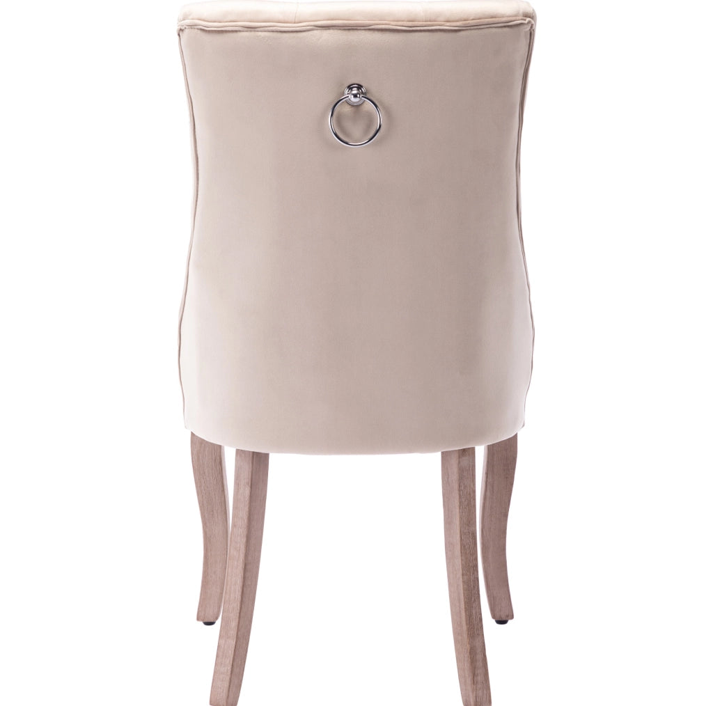Sedia imbottita 97x51x47 cm con schienale ergonomico in velluto beige