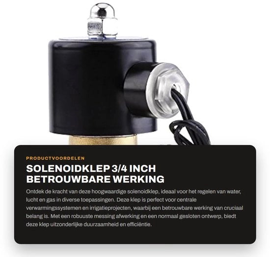 Vitello elettro Magnetico 24V - Chiusura Normale - Fusto in Ottone - 3/4 pollici BSPP - Valvola di Ricambio - Adatto per Acqua/Aria/Gas - Ventilatore Elettrico